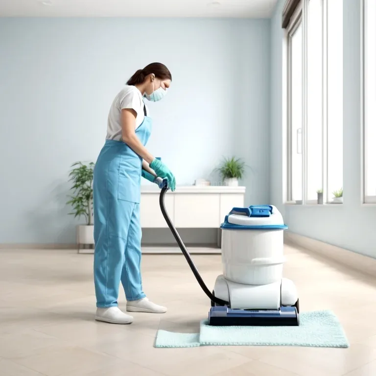 Técnico de PisoTopClean revisando un piso antes de la limpieza